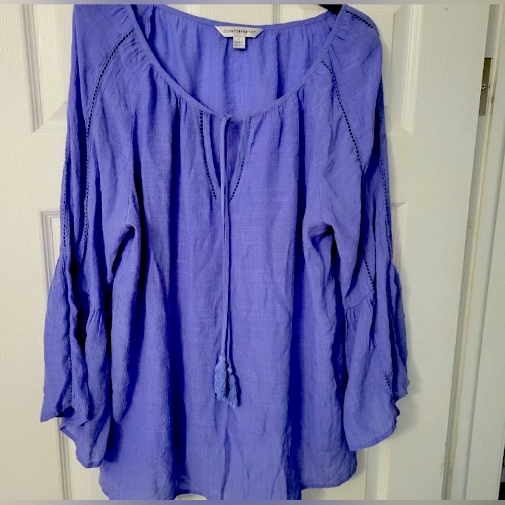 Counterparts XL Stormy Blue  Women's Tunic Top With 3/4 Sleeves & Light Fabric